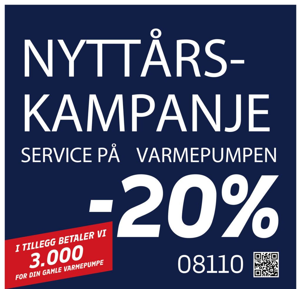 Alfa Energi - Nyttårskampanje - 20% rabatt på service av varmepumpe og 3000 kroner i pant på gammel varmepumpe